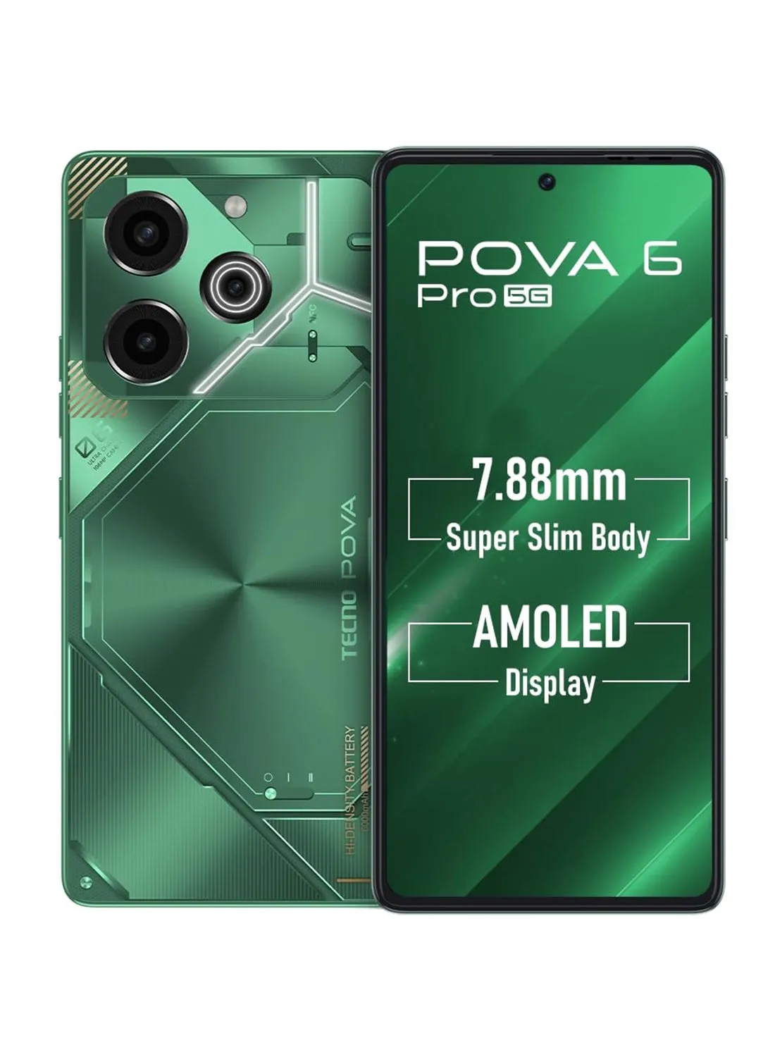 هاتف POVA 6 Pro 5G باللون الأخضر المذنب وذاكرة الوصول العشوائي (RAM) سعة 12 جيجابايت وسعة 256 جيجابايت - إصدار الشرق الأوسط-1