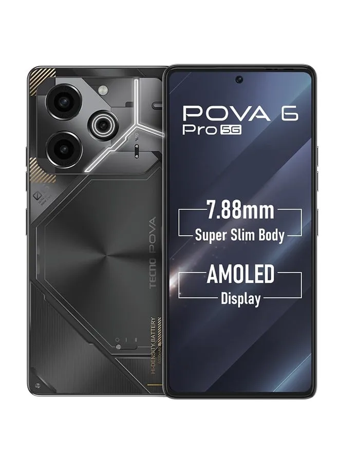 هاتف POVA 6 Pro 5G باللون الرمادي النيزكي وذاكرة الوصول العشوائي (RAM) بسعة 12 جيجابايت وسعة 256 جيجابايت - إصدار الشرق الأوسط-1