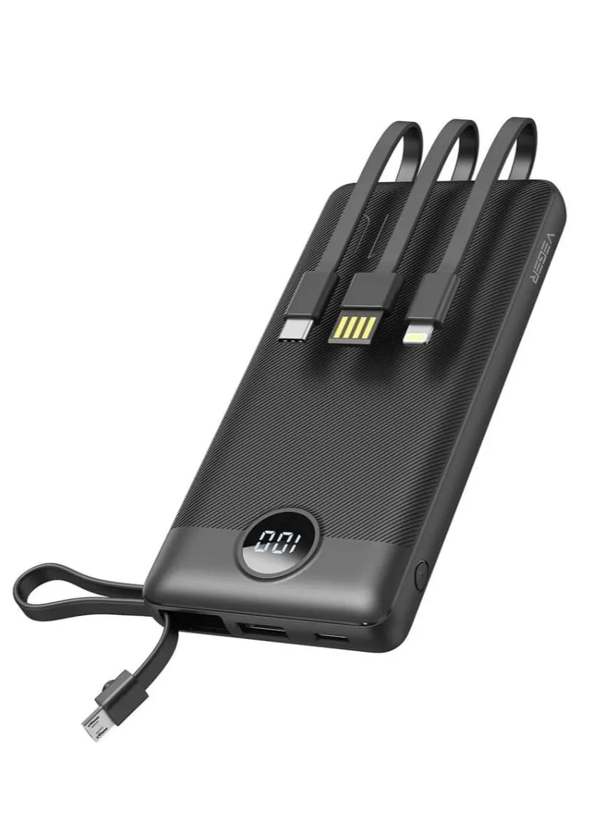 Power Bank 20000mAh and Built-in 4 Cables Compatible with all Devices Black-1