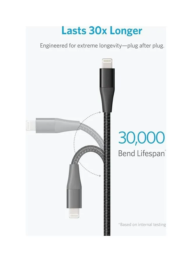 Powerline II USB-A مع موصل Lightning باللون الأسود أسود-2