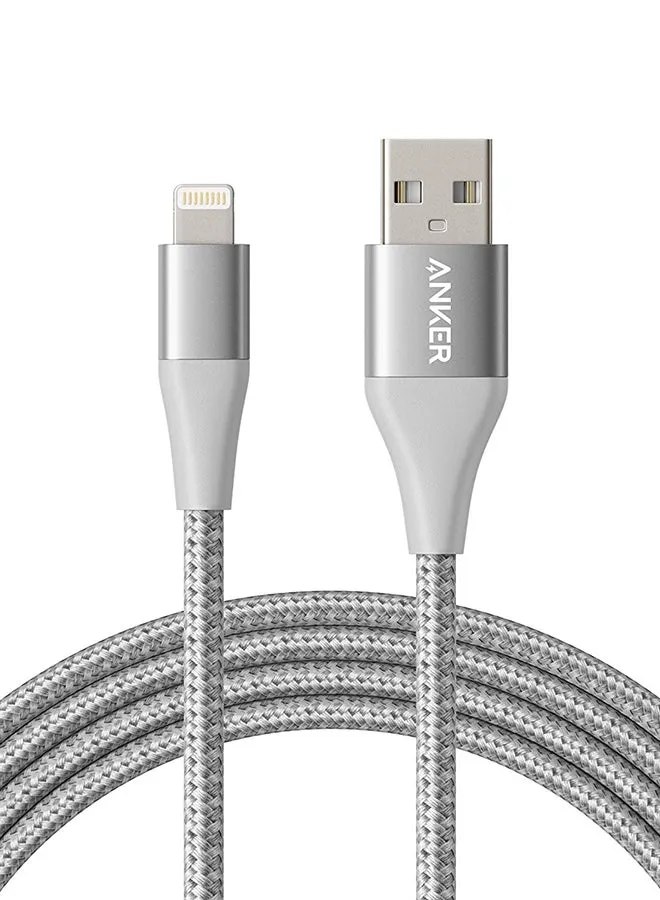 كابل USB باورلاين+ II (بطول 3 أقدام) الحاصل على اعتماد MFI من أبل لهواتف آيفون 11/ 11 برو/ 11 برو ماكس/ XS/ XS ماكس/ XR/ ‏X/ ‏8/ 8 بلس/ 7/ 7 بلس/ 6/ 6 بلس/ 5/ 5S فضي/أبيض-1