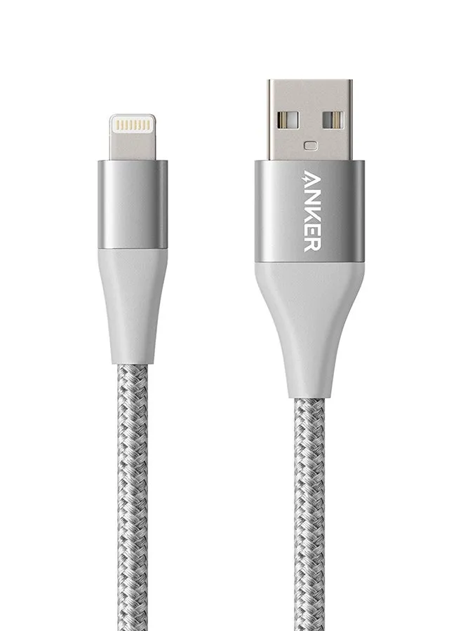 كابل USB باورلاين+ II (بطول 3 أقدام) الحاصل على اعتماد MFI من أبل لهواتف آيفون 11/ 11 برو/ 11 برو ماكس/ XS/ XS ماكس/ XR/ ‏X/ ‏8/ 8 بلس/ 7/ 7 بلس/ 6/ 6 بلس/ 5/ 5S فضي/أبيض-2