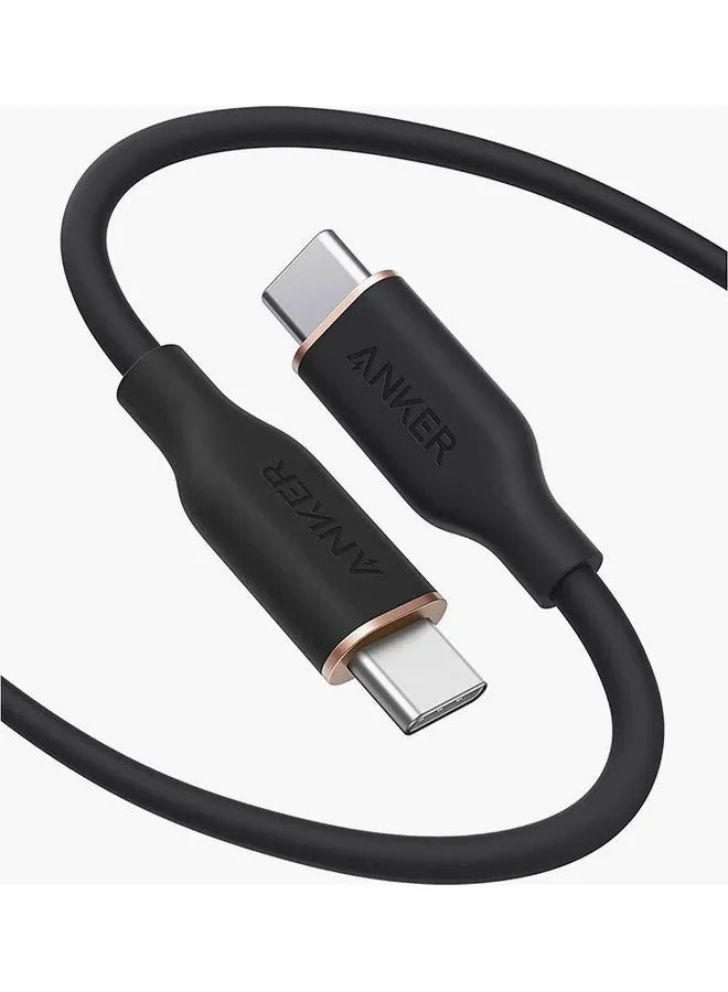 كابل باور لاين III فلو من منفذ USB-C إلى منفذ USB-C بقدرة 100 وات (بطول 1.8 م/ 6 أقدام) أسود-1