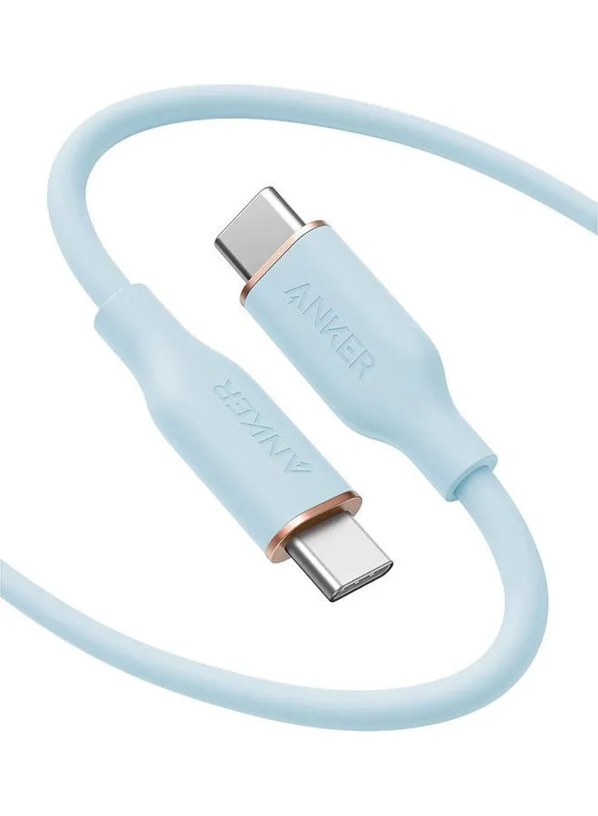 كابل باور لاين III فلو من منفذ USB-C إلى منفذ USB-C بقدرة 100 وات (بطول 1.8 م/ 6 أقدام) أزرق-1