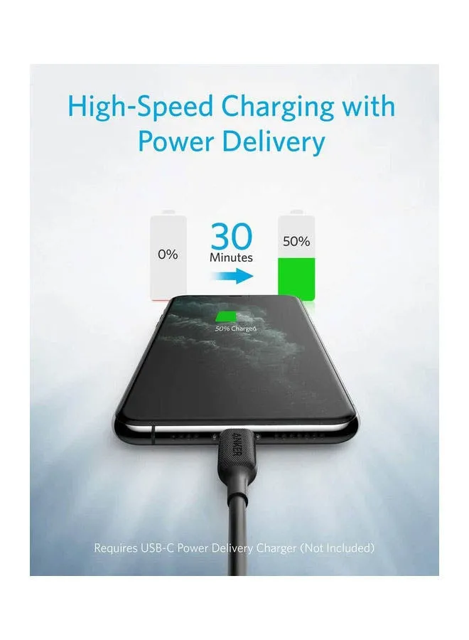 موصل PowerLine III USB-C إلى Lightning (1.8 م/6 قدم) أسود أسود-2