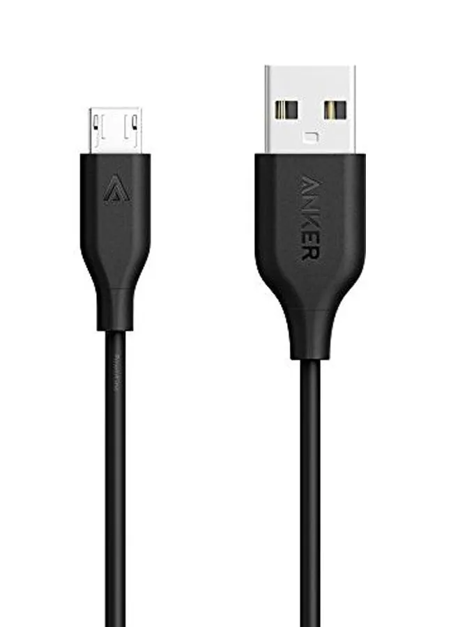 كابل شحن ومزامنة بيانات باور لاين بمنفذ مايكرو USB أسود-1