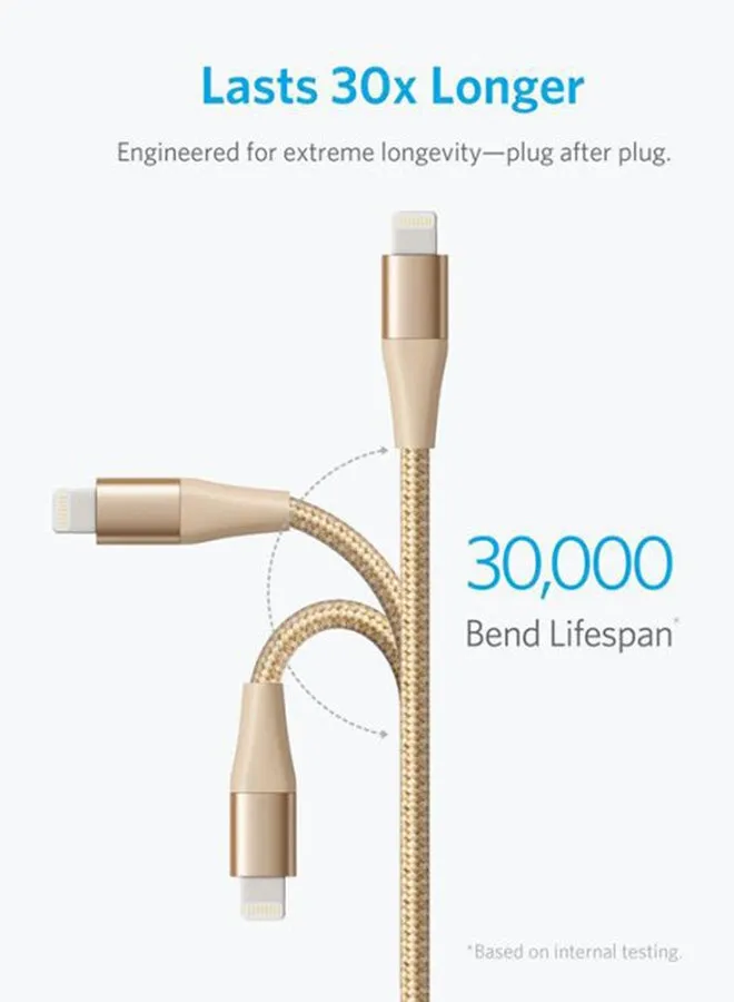 كابل شحن باور لاين بلس 2 من لايتنينج إلى USB ذهبي-2