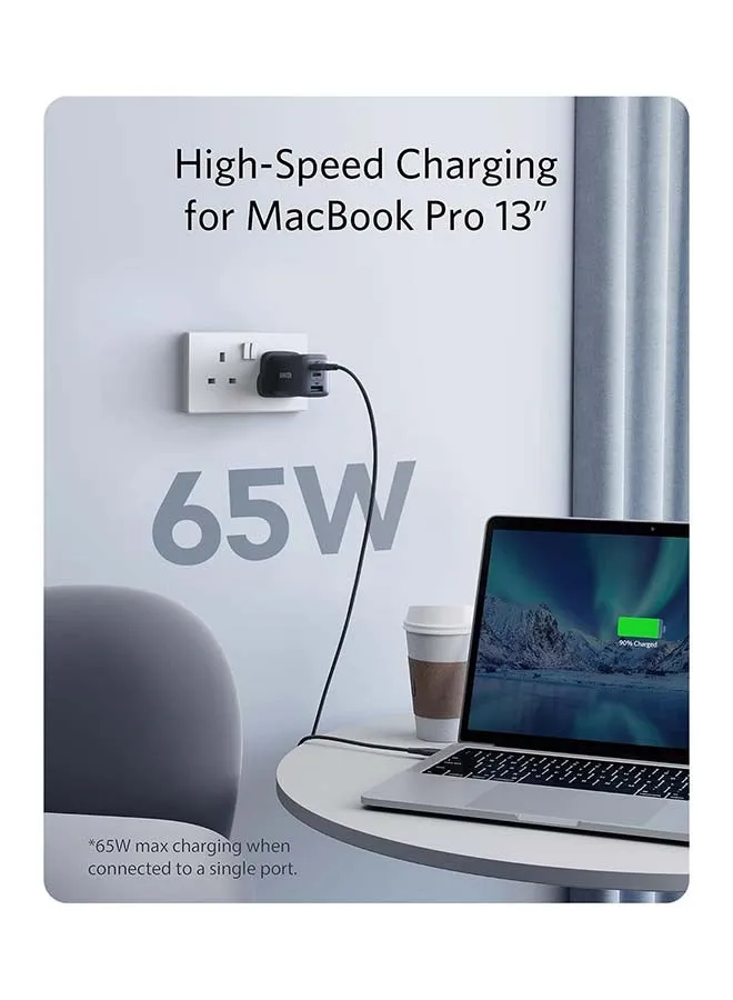 قابس USB C، شاحن 735 (Nano II 65W)، شاحن USB C سريع صغير الحجم PPS 3 منافذ لأجهزة MacBook Pro/Air، iPad Pro، Galaxy S20/S10، Dell XPS 13، Note 20/10+، iPhone 15/Pro، بكسل وSteam Deck والمزيد باللون الأسود-2