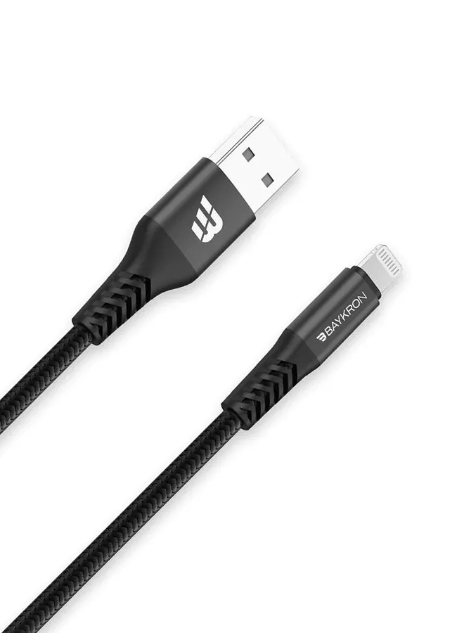 Premium USB-A To Lightning Cable MFI Certified Charge And Sync With Ultra Durable Bullet-Proof Aramid Fiber Exterior 1.2M Black-2