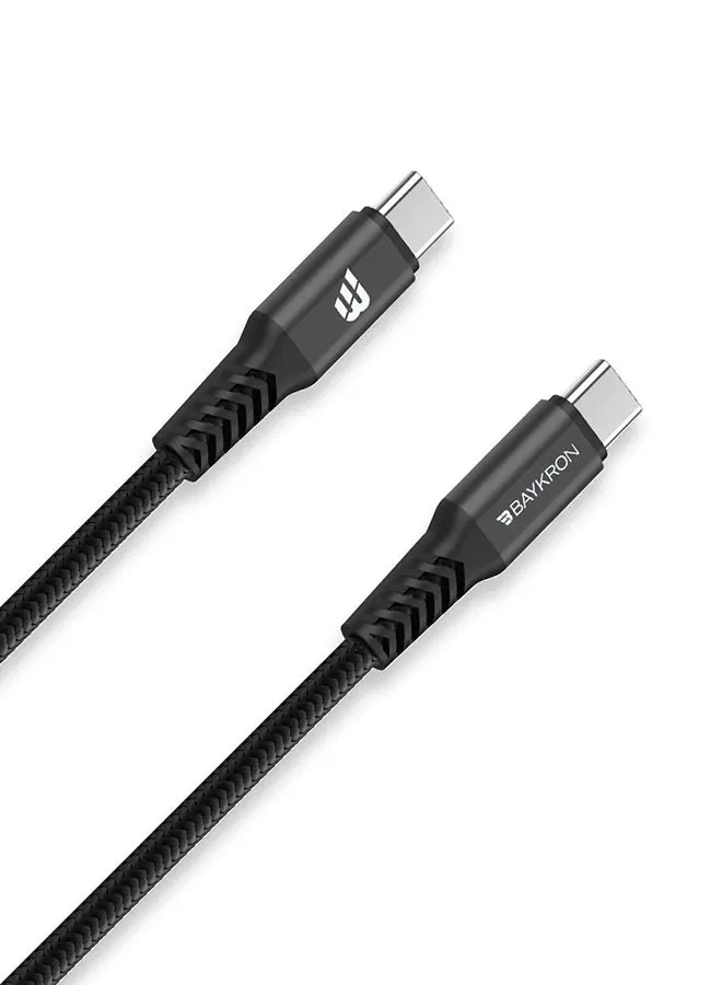 شحن ومزامنة ممتازين من USB-C إلى USB-C مع سطح خارجي من ألياف الأراميد فائقة المتانة والمقاومة للرصاص بطول 1.2 متر أسود-2