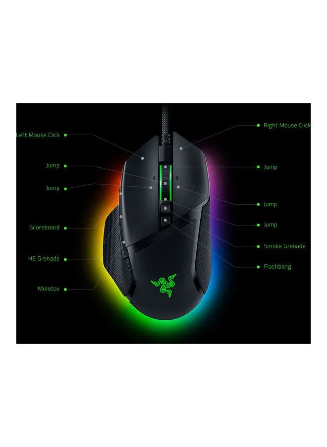 ماوس ألعاب Razer Basilisk V3 مريح قابل للتخصيص: أسرع مفتاح ماوس - إضاءة Chroma RGB، مستشعر بصري 26K DPI، 11 زر قابل للبرمجة، عجلة إمالة HyperScroll، أسود كلاسيكي-1