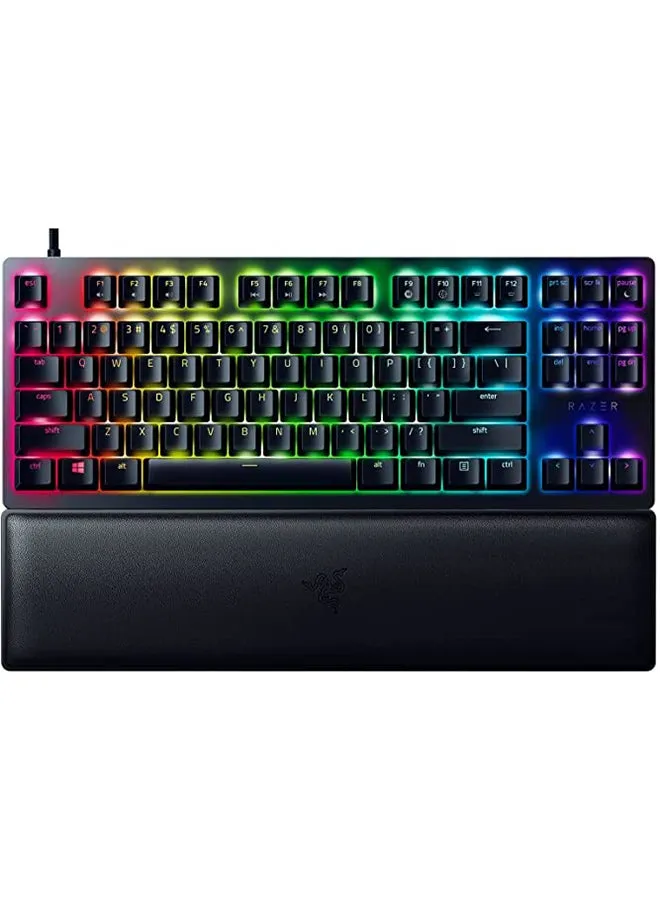 لوحة مفاتيح الألعاب الضوئية Razer Huntsman V2 بدون مفتاح، مفاتيح Razer Linear Optical Switches Gen 2، Doubleshot PBT Keycaps، مفتاح بصري خطي رغوي لتخفيف الصوت، أحمر أمريكي - أسود-1