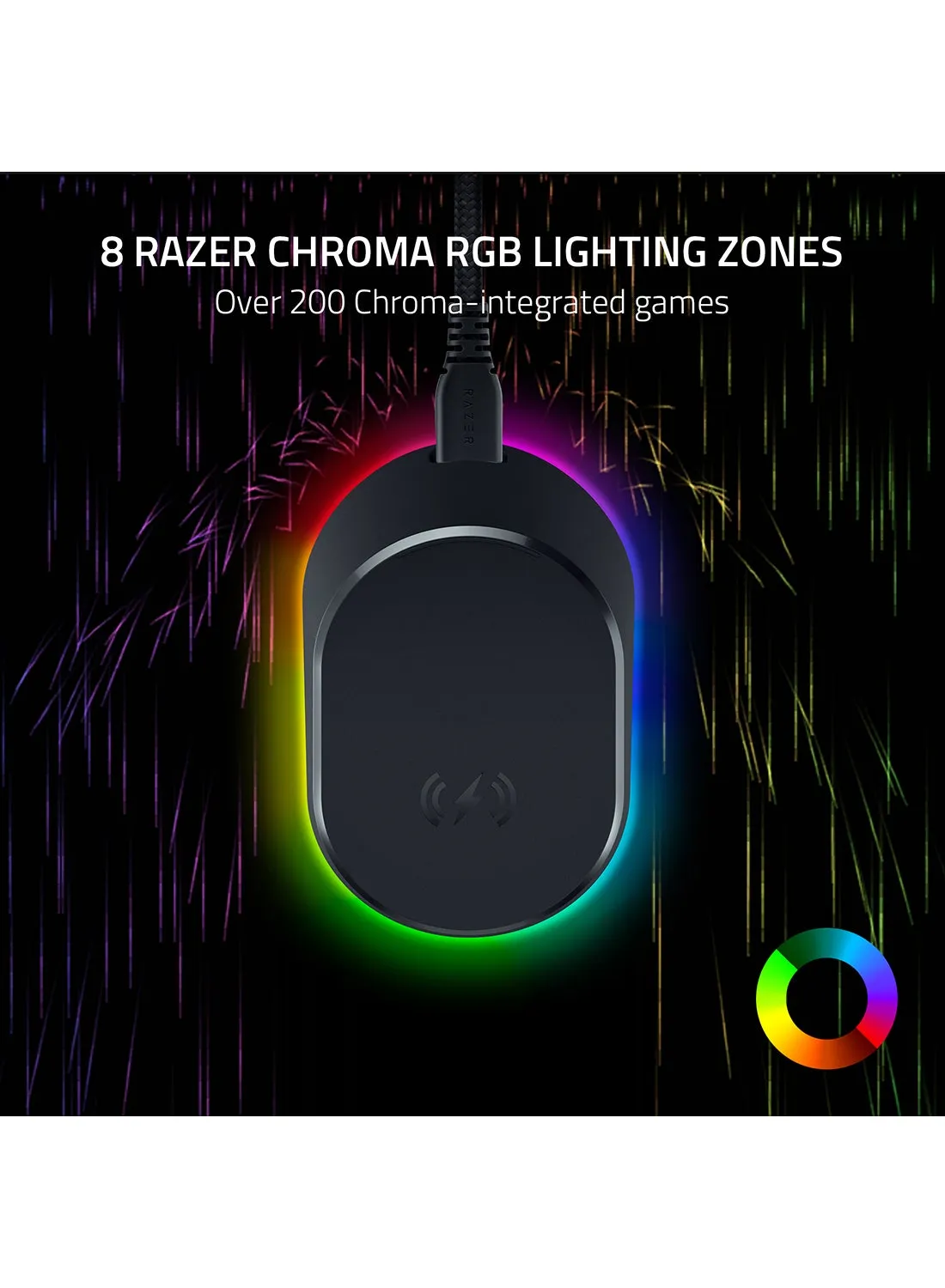 قاعدة ماوس Razer Mouse Dock Pro مع قرص شحن لاسلكي: شحن لاسلكي مغناطيسي - جهاز إرسال واستقبال HyperPolling 4K Hz مدمج - قاعدة مضادة للانزلاق - إضاءة Chroma RGB - أسود كلاسيكي-2