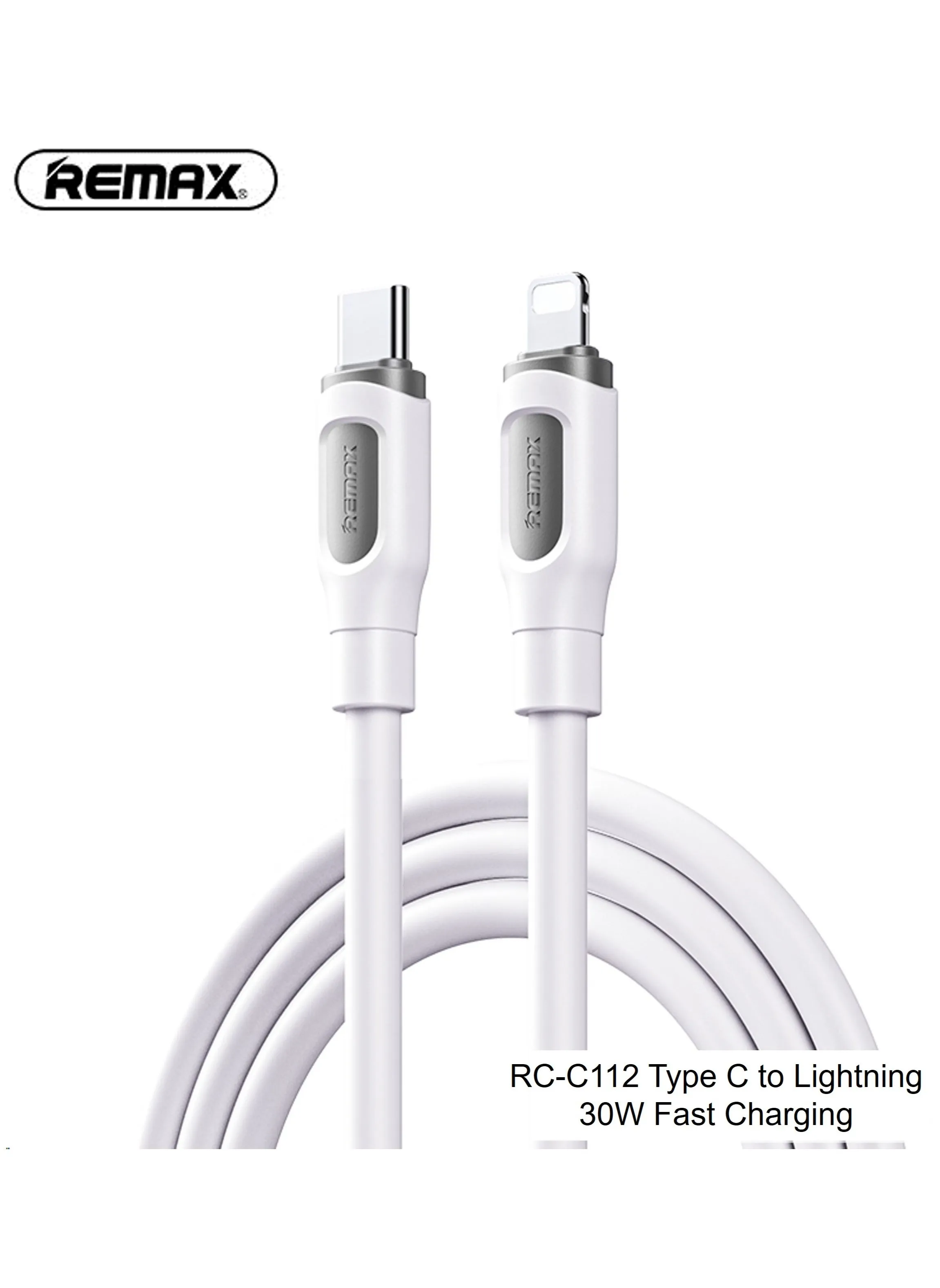 كابل شحن وبيانات من النوع C إلى Lightning من سلسلة Ruinay RC-C112، 1 متر، USB C، شحن سريع بقوة 30 وات، أبيض، لهاتف iPhone 14 13 12 11 X Xs Pro، Pro Max، Plus، iPad-1