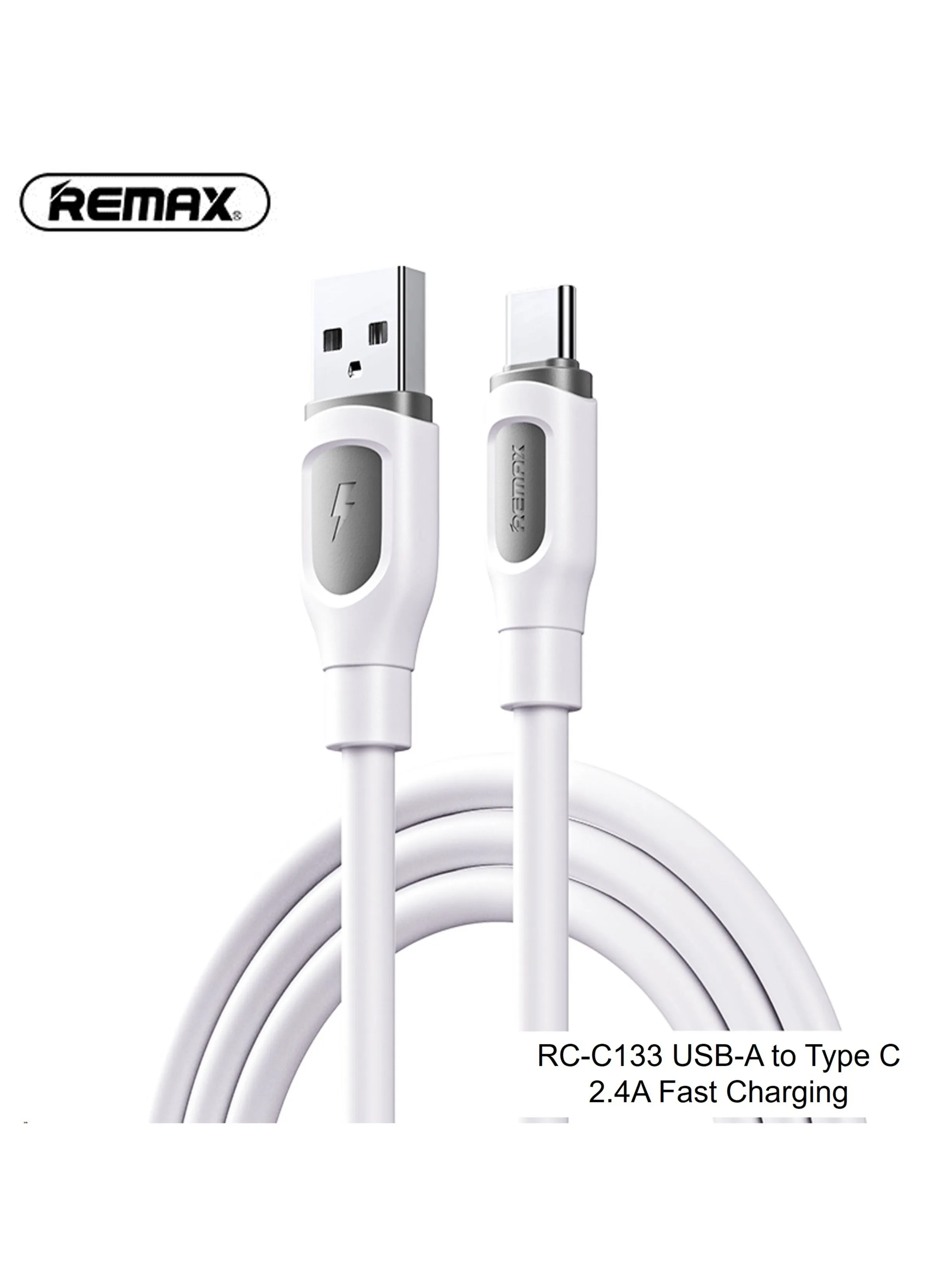 كابل شحن وبيانات من سلسلة Ruinay RC-C113 USB A إلى Type-C، 1 متر، USB C، شحن سريع 2.4 أمبير، أبيض-1