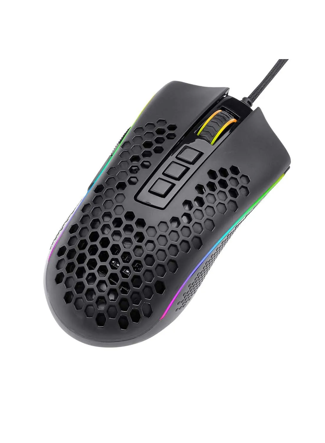 ماوس ألعاب Redragon M988 Storm خفيف الوزن RGB، هيكل قرص العسل خفيف الوزن 85 جم - مستشعر بصري 16000 نقطة في البوصة - 8 أزرار قابلة للبرمجة - تسجيل دقيق - كابل Super-Lite-1