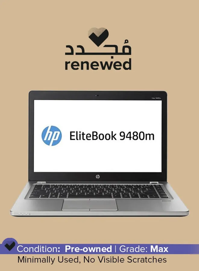 تم تجديده - كمبيوتر محمول Elitebook 9480M (2017) بشاشة مقاس 14 بوصة ومعالج Intel Core i5/الجيل الرابع/ذاكرة وصول عشوائي سعة 8 جيجابايت/محرك أقراص SSD سعة 256 جيجابايت/بطاقة رسومات Intel HD 4000 الإنجليزية فضي-1