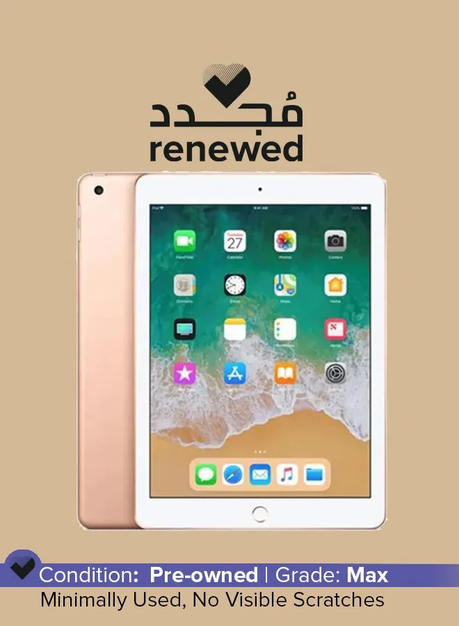 متجدد - آيباد 6 (2018) مقاس 9.7 بوصات وذاكرة الوصول العشوائي (RAM) سعة 2 جيجابايت وسعة 32 جيجابايت ويدعم تقنية 4G LTE باللون الذهبي-1