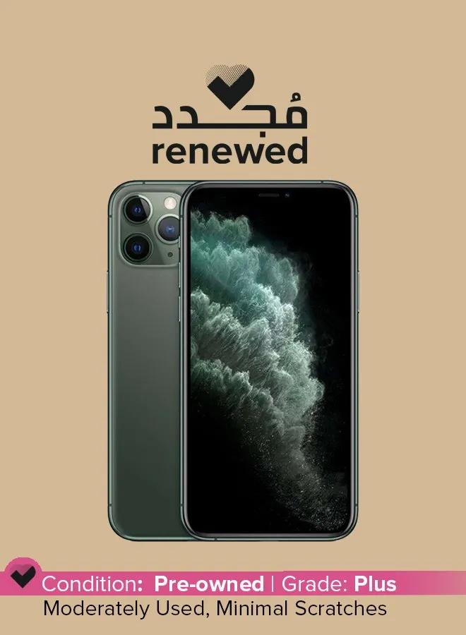 تم تجديده - iPhone 11 Pro Max مع تطبيق Facetime أخضر منتصف الليل وذاكرة داخلية سعة 256 جيجابايت ويدعم تقنية 4G LTE - مواصفات الإمارات العربية المتحدة-1