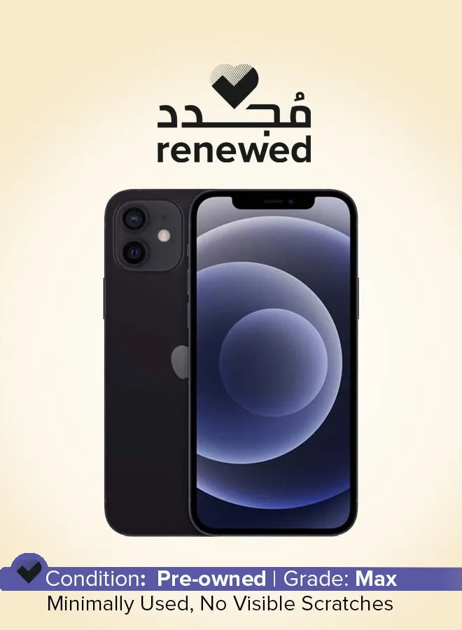 متجدد - iPhone 12 مزود ببرنامج Facetime وذاكرة سعة 256 جيجابايت باللون الأسود ويدعم شبكة 5G - إصدار عالمي-1