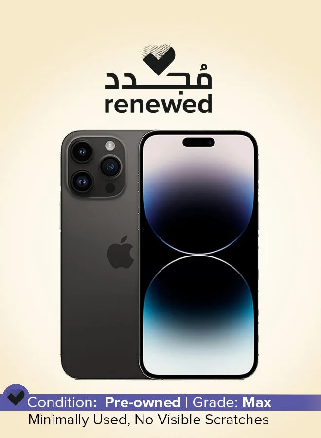 تم تجديده - هاتف iPhone 14 Pro بسعة 128 جيجابايت باللون الأسود ويدعم تقنية 5G ومزود ببرنامج FaceTime-1