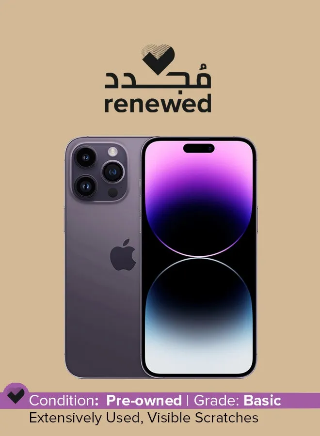 تم تجديده - هاتف iPhone 14 Pro بسعة 256 جيجابايت، باللون الأرجواني الداكن، ومزود بتقنية 5G مع تطبيق FaceTime-1