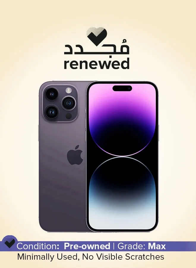 تم تجديده - iPhone 14 Pro Max، بسعة 128 جيجابايت، وبلون أرجواني داكن، ومزود بتقنية 5G مع تطبيق FaceTime-1