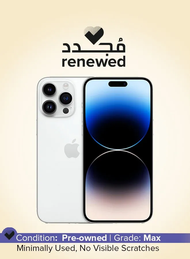 تم تجديده - هاتف iPhone 14 Pro Max بسعة 128 جيجابايت باللون الفضي ومزود بتقنية 5G ومزود ببرنامج FaceTime-1