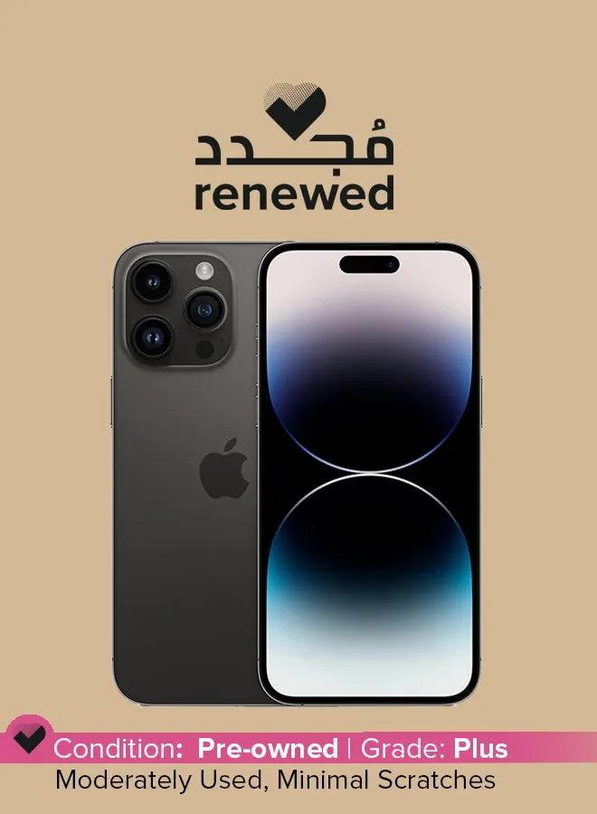 تم تجديده - هاتف iPhone 14 Pro Max بسعة 256 جيجابايت باللون الأسود ويدعم تقنية 5G مع تطبيق FaceTime-1