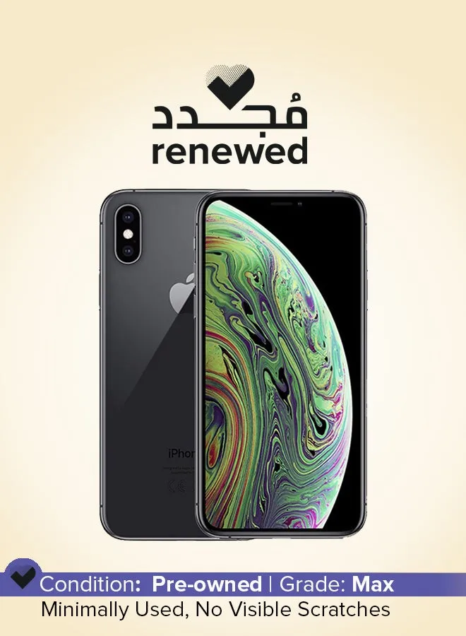 مُجدد - هاتف آيفون XS ماكس بتطبيق فيس تايم وذاكرة داخلية 512 جيجابايت ويدعم تقنية 4G LTE بلون رمادي فلكي - النسخة العالمية-1