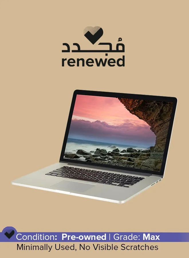 مُجدد - لابتوب ماك بوك برو A1398 إصدار (2015) بشاشة 15.4 بوصة ومعالج إنتل كور i7 من الجيل الخامس/ وذاكرة رام 16 جيجابايت/ ومحرك أقراص SSD بسعة 512 جيجابايت/ وبطاقة رسومات إنتل أيريس بسعة 1.5 جيجابايت فضي-1