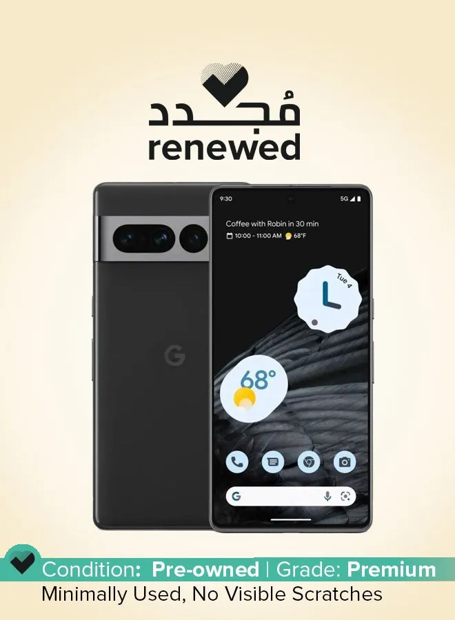 تم تجديده - هاتف Pixel 7 Pro Obsidian بذاكرة وصول عشوائي (RAM) بسعة 12 جيجابايت وذاكرة داخلية بسعة 256 جيجابايت ويدعم شبكة الجيل الخامس (5G) - الإصدار العالمي-1