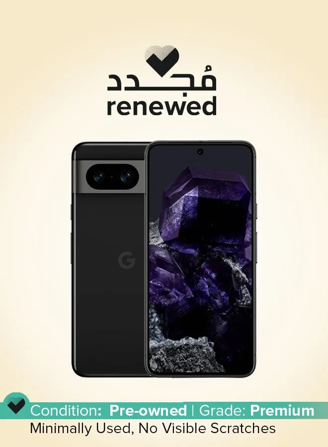 تم تجديده - هاتف Pixel 8 Obsidian وذاكرة الوصول العشوائي (RAM) سعة 8 جيجابايت وذاكرة الوصول العشوائي (RAM) سعة 256 جيجابايت (5G) - الإصدار العالمي-1