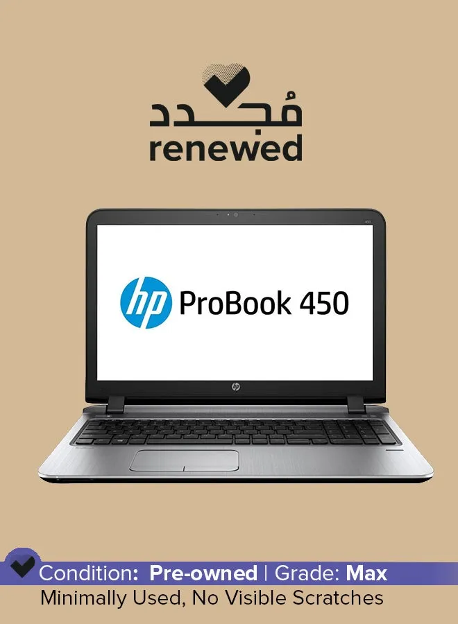 تم تجديده - كمبيوتر محمول Probook 450 G3 بشاشة عالية الدقة مقاس 15.6 بوصة، ومعالج Intel Core i5/الجيل السادس/ذاكرة الوصول العشوائي 8 جيجابايت/محرك أقراص SSD سعة 256 جيجابايت/بطاقة رسومات Intel HD 520 الإنجليزية أسود-1