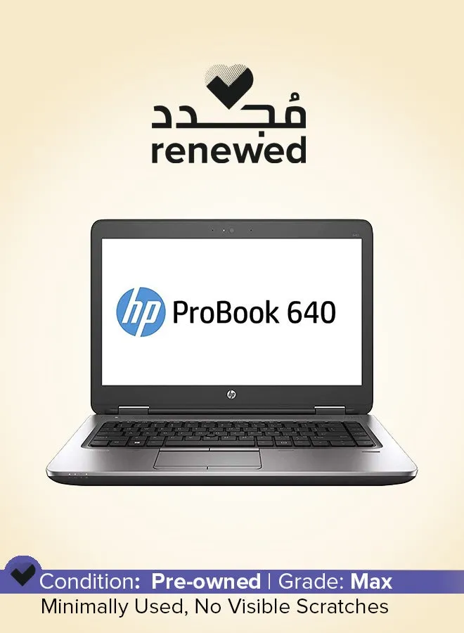 تم تجديده - كمبيوتر محمول ProBook 640 G2 بشاشة عالية الدقة مقاس 14 بوصة، ومعالج Core i5/ثنائي النواة/الجيل السادس/ذاكرة الوصول العشوائي (RAM) سعة 8 جيجابايت/محرك أقراص SSD سعة 256 جيجابايت/نظام التشغيل Windows 10/ورسومات Intel HD-1