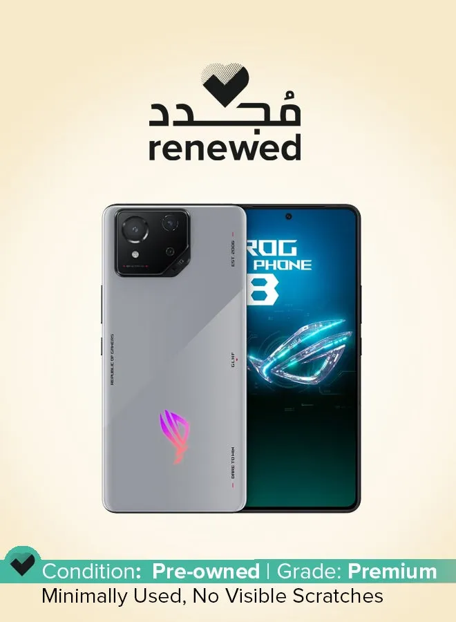 تم تجديده - ROG Phone 8 ثنائي الشريحة باللون الرمادي وذاكرة الوصول العشوائي (RAM) سعة 16 جيجابايت وسعة التخزين 256 جيجابايت ويدعم تقنية 5G - الإصدار العالمي-1