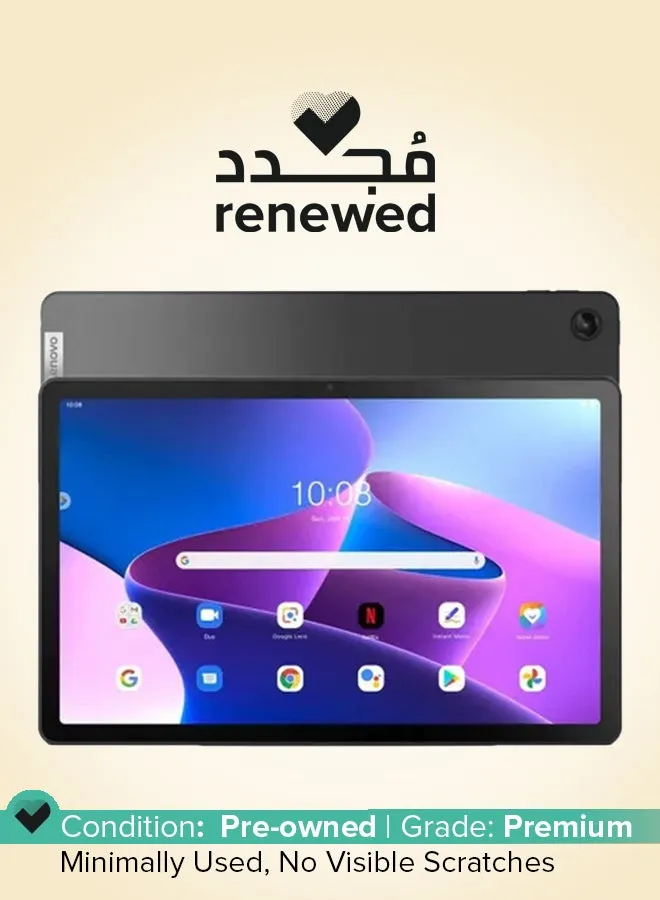 تم تجديده - Tab M10 Plus (الجيل الثالث) شاشة مقاس 10.61 بوصة، رمادي عاصف، ذاكرة وصول عشوائي بسعة 4 جيجابايت، سعة تخزين 128 جيجابايت، شبكة 4G LTE-1