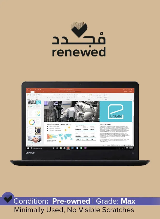 تم تجديده - كمبيوتر محمول ThinkPad 13 بمعالج Intel Core i3-6th Gen وذاكرة وصول عشوائي DDR4 سعة 8 جيجابايت ومحرك أقراص SSD سعة 256 جيجابايت وشاشة عالية الدقة مقاس 13.3 بوصة ونظام التشغيل Windows 10 Pro باللغة الإنجليزية باللون الأسود الإنجليزي والأسود-1