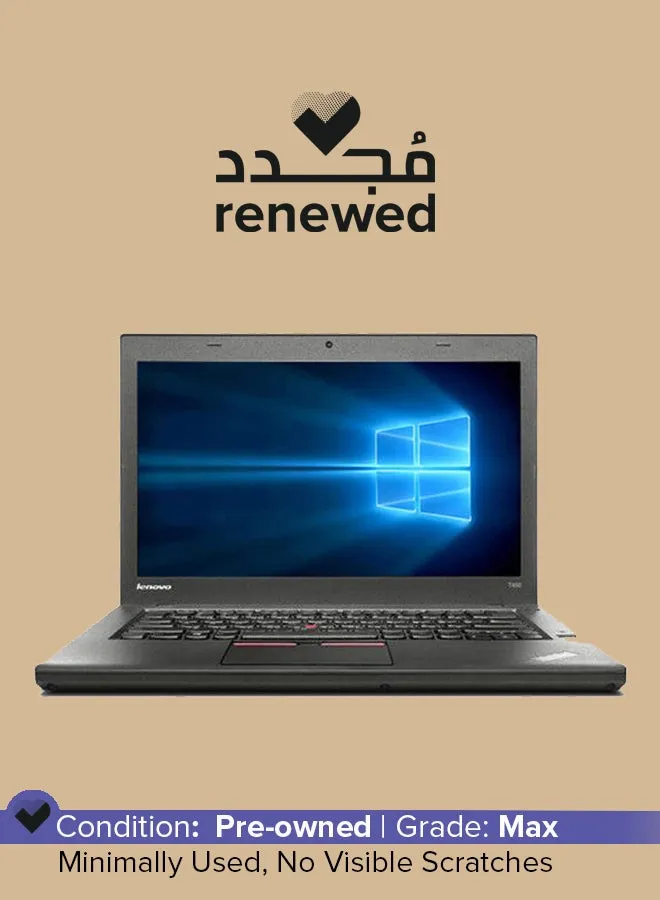 تم تجديده - كمبيوتر محمول ثينك باد T450 (2015) بشاشة مقاس 14 بوصة، ومعالج إنتل كور i5/الجيل الرابع/ذاكرة وصول عشوائي سعة 4 جيجابايت/محرك أقراص SSD سعة 256 SSD/بطاقة رسومات إنتل عالية الدقة باللغة الإنجليزية أسود-1