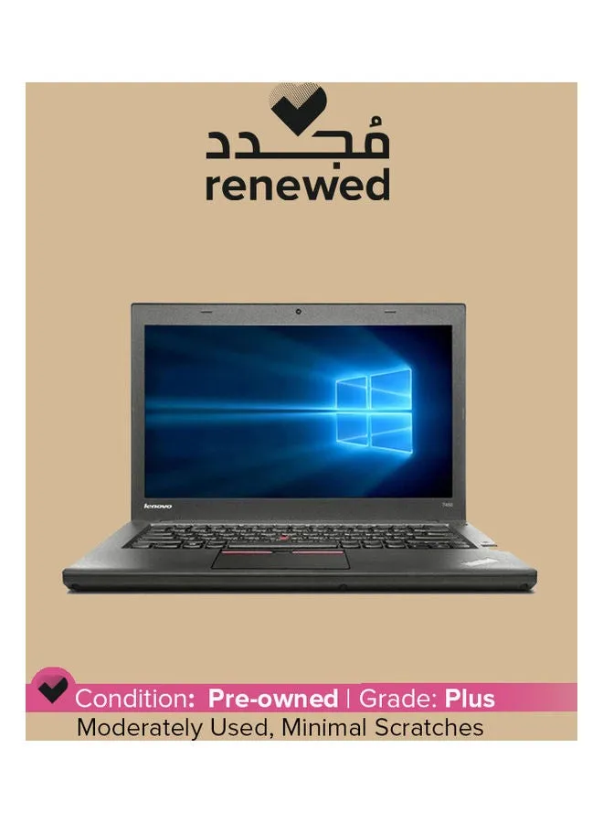 مُجدد- لابتوب ثينك باد T450 عام  (2015) بشاشة مقاس 14 بوصة ومعالج إنتل كور i5 الجيل الرابع/ وذاكرة رام 8 جيجابايت/ ومحرك أقراص SSD سعة 128 جيجابايت/ وبطاقة رسومات إنتل بدقة عالية الوضوح- لون أسود اللغة الإنجليزية أسود-1