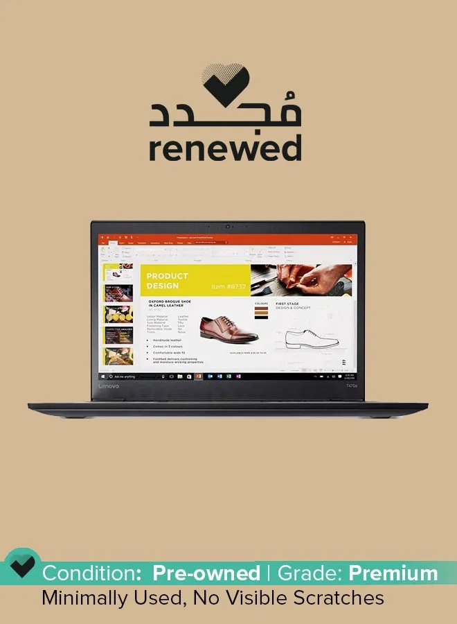 تم تجديده - كمبيوتر محمول Thinkpad T470s بشاشة مقاس 14 بوصة، ومعالج Intel Core i5/الجيل السادس/ذاكرة وصول عشوائي سعتها 8 جيجابايت/محرك أقراص SSD سعة 256 جيجابايت/بطاقة رسومات Intel HD 620-1