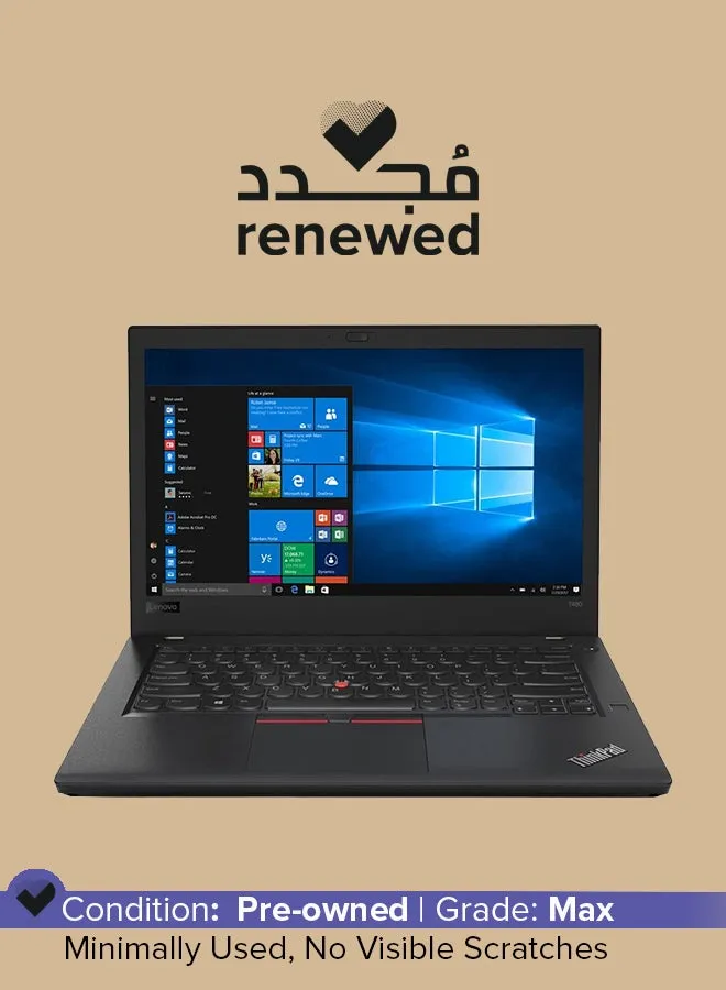 مُجدد - لابتوب ثينك باد T480 (2018) بشاشة مقاس 14 بوصة، معالج إنتل كور i5/ الجيل الثامن/ ذاكرة رام سعة 8 جيجابايت/ محرك أقراص SSD سعة 256 جيجابايت/ بطاقة رسومات مدمجة اللغة الإنجليزية أسود-1