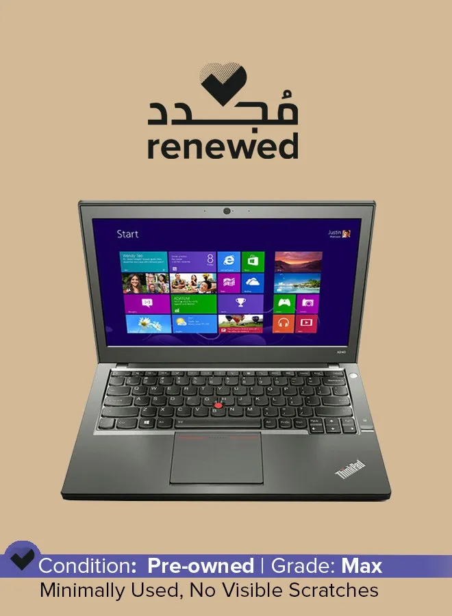 تم تجديده - كمبيوتر محمول Thinkpad X240 (2013) بشاشة مقاس 12.5 بوصة، ومعالج Intel Core i5/الجيل الرابع/ذاكرة وصول عشوائي سعة 8 جيجابايت/محرك أقراص SSD سعة 256 جيجابايت/بطاقة رسومات HD 4000 باللون الأسود والإنجليزية والأسود-1