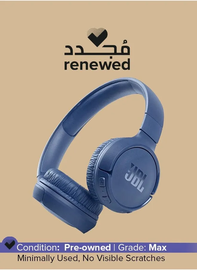 سماعات رأس لاسلكية Renewed-Tune 510Bt فوق الأذن - صوت جهير نقي - بطارية تدوم 40 ساعة - شحن سريع - USB Type-C سريع - قابلة للطي باللون الأزرق-1