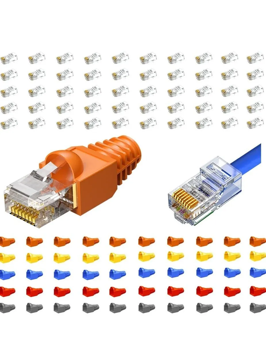 RJ45 موصل cat6 / cat5e 50 مجموعات من إيثرنت cat5e موصل كابل الصلبة أو القياسية كابل التوصيل UTP-1