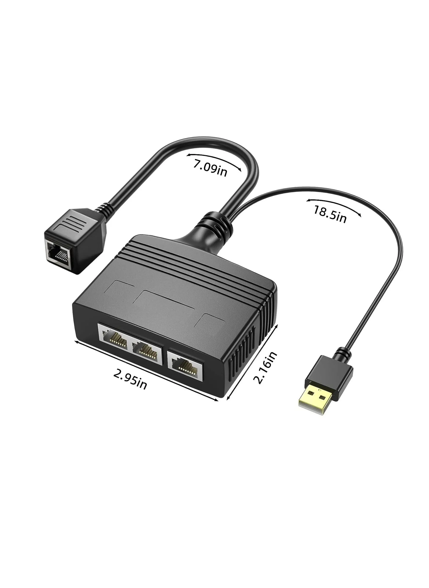 موزع إيثرنت RJ45 من 1 إلى 2 مخرج، مع كابل طاقة USB، محول موزع إنترنت RJ45 بسرعة عالية 1000 ميجابت في الثانية لكابل Cat 5/5e/6/7/8، يدعم جهازين يعملان في وقت واحد-2