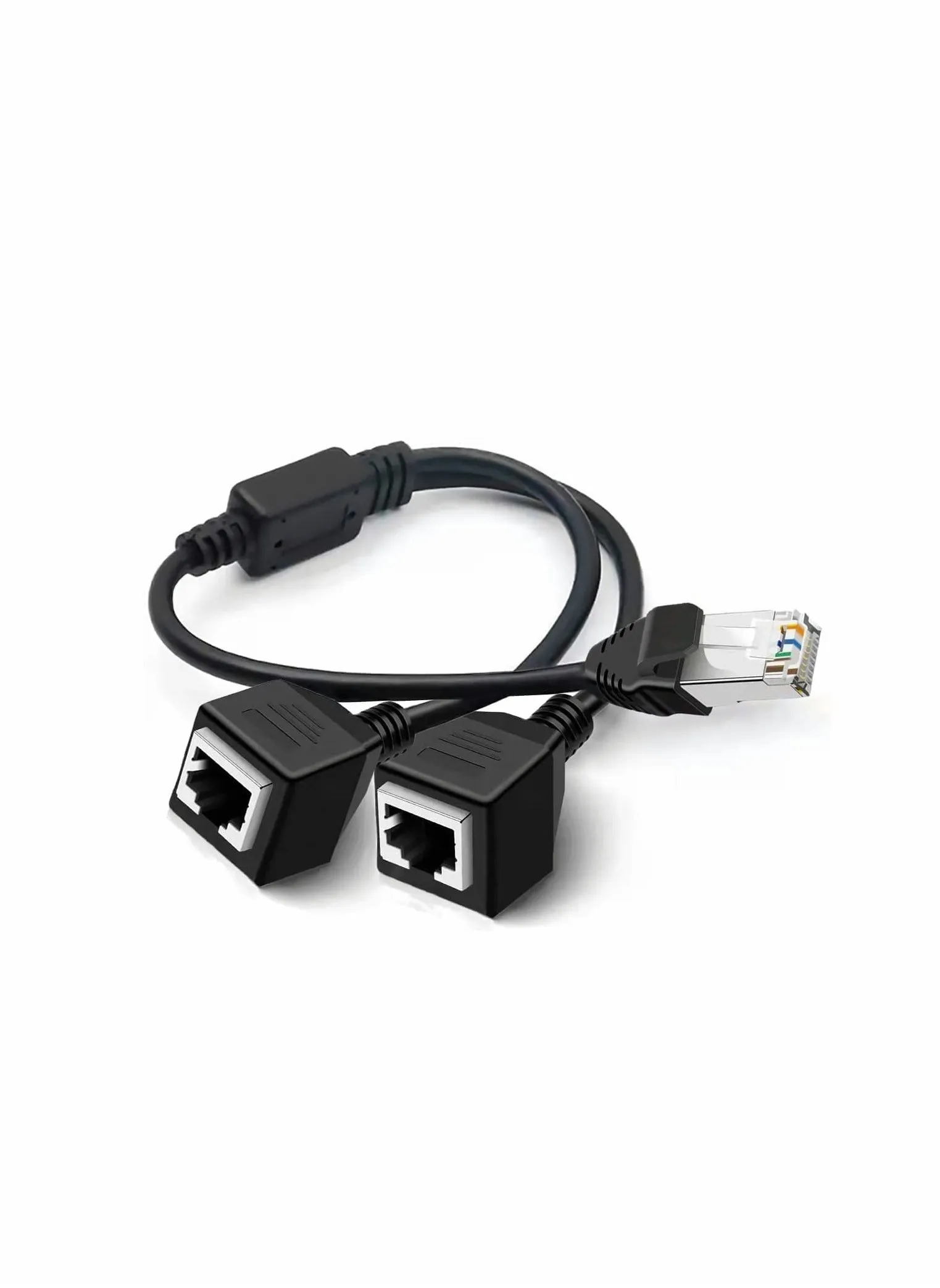 كابل موزع إيثرنت RJ45، محول شبكة LAN 1 ذكر إلى 2 أنثى كابل Y للاستخدام في شبكات Cat5 Cat6 Cat7-1