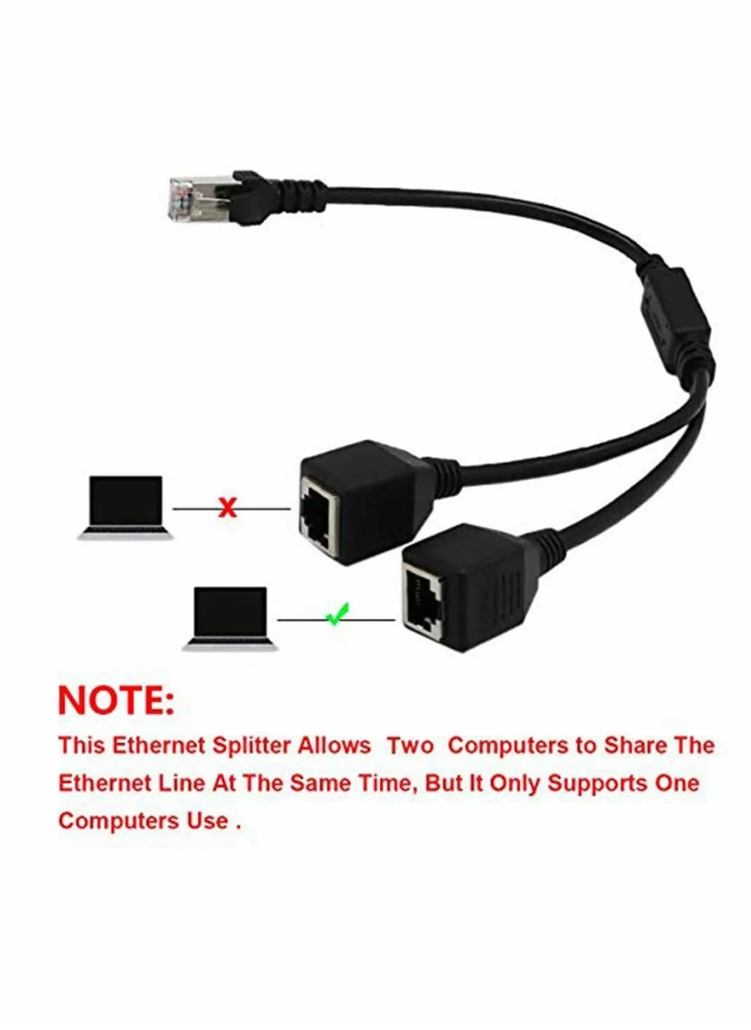 كابل موزع إيثرنت RJ45، محول شبكة LAN 1 ذكر إلى 2 أنثى كابل Y للاستخدام في شبكات Cat5 Cat6 Cat7-2