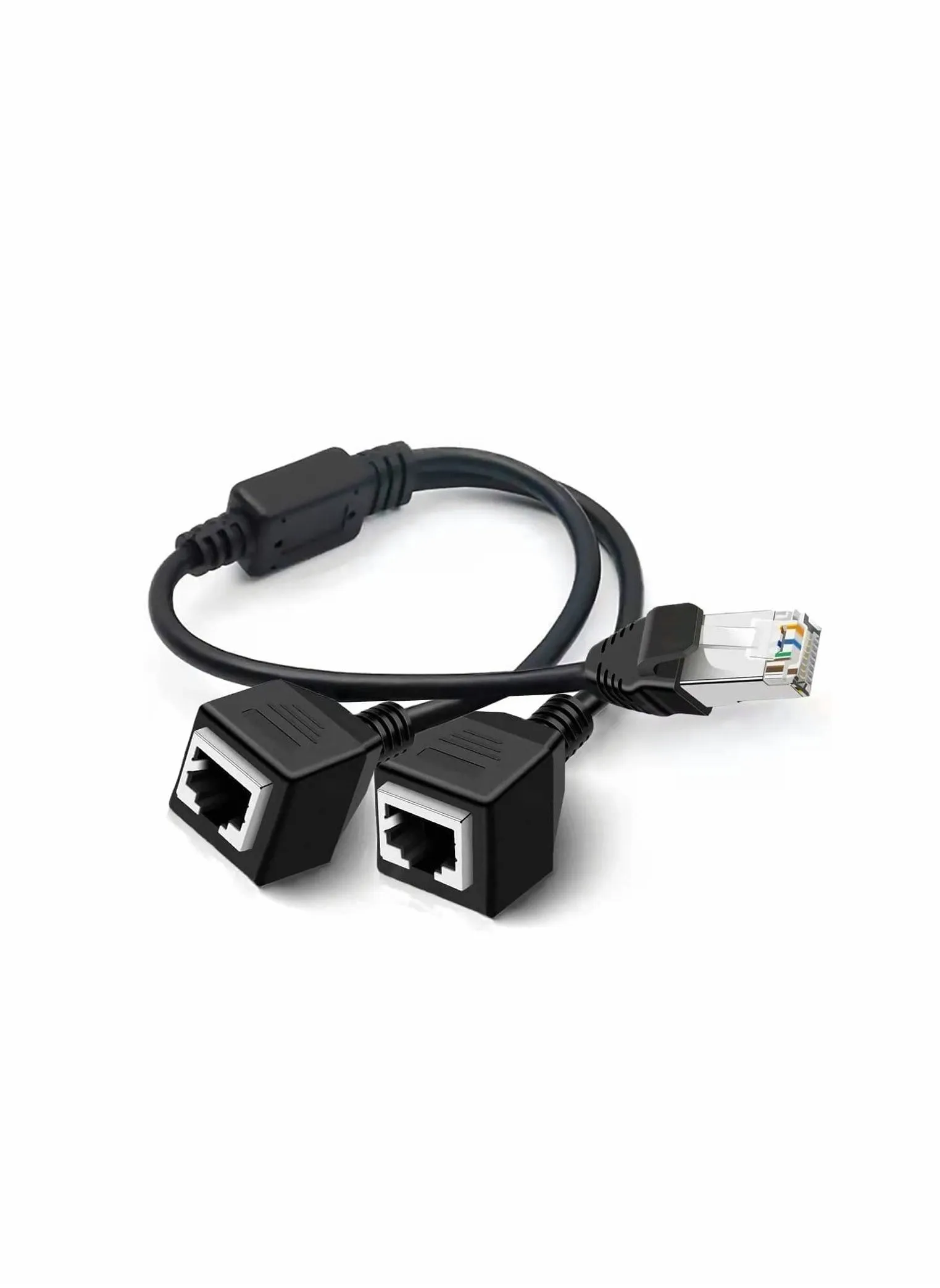 كابل مقسم إيثرنت RJ45، محول موصل إيثرنت لمنفذ شبكة LAN 1 ذكر إلى 2 أنثى كابل شريط Y لـ Cat5 Cat6 Cat7-1