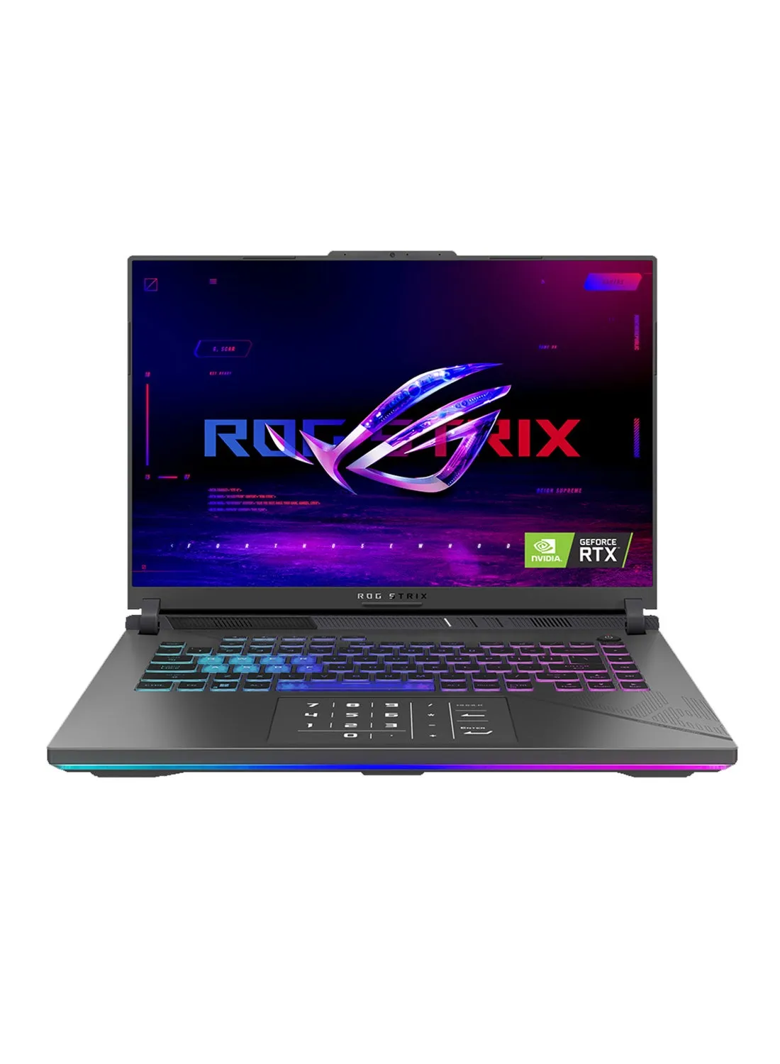 كمبيوتر محمول ROG STRIX G16 G614JZR-I9321G بشاشة مقاس 16 بوصة ومعالج Core i9-14900HX وذاكرة وصول عشوائي سعة 32 جيجابايت ومحرك أقراص SSD سعة 1 تيرابايت وبطاقة رسومات NVIDIA Geforce RTX 4080 سعة 12 جيجابايت ونظام التشغيل Windows 11 Home-1